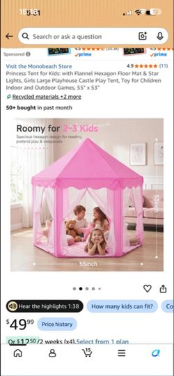 Kids play tent with lights