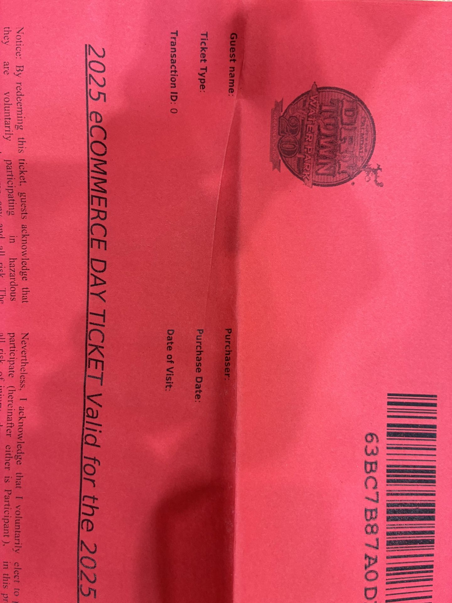 DryTown Water Park Tickets 2 (EACH)