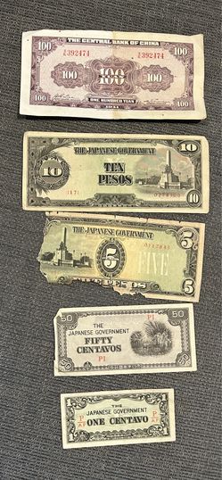 Collection of WWII Era Banknotes: Central Bank of China and Japanese Gov