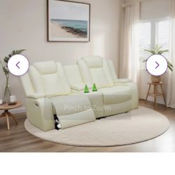 Power Reclining Loveseat With Console - White