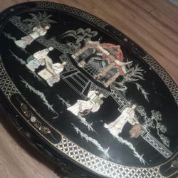 Vintage Chinese Black Lacquer Coffee Table 