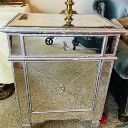 Glass Silver Grey Side Table Night Table 