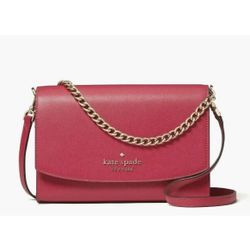 New Kate Spade Carson Saffiano Leather Convertible Crossbody bag Pink Ruby NWT 