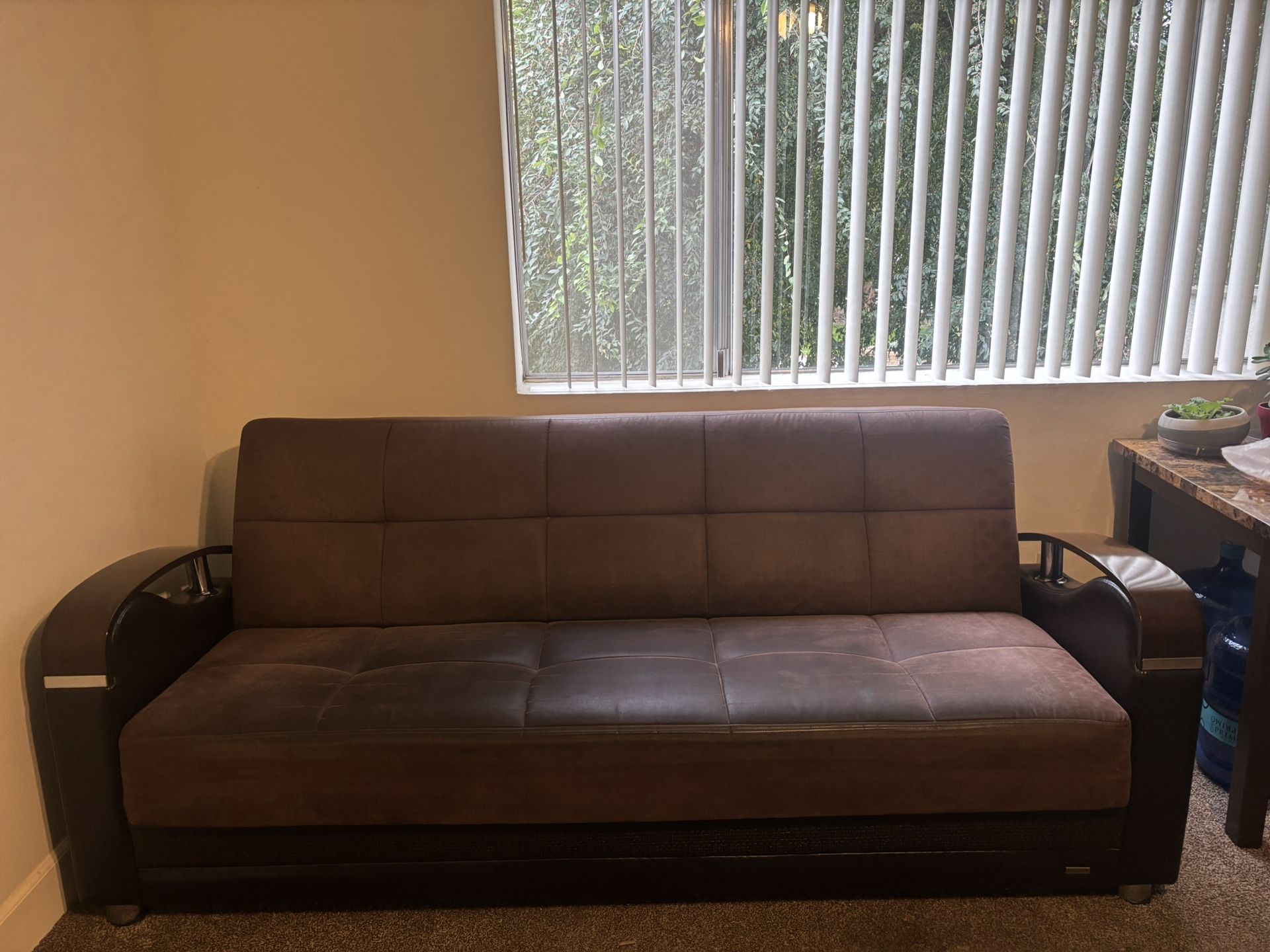 Brown Storage Futon Sofa Bed