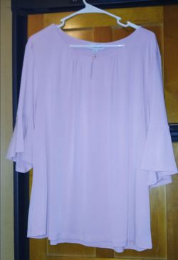NWT Women's Southern Lady Pink Ruffle Ayanna Keyhole Blouse Top Size 1X