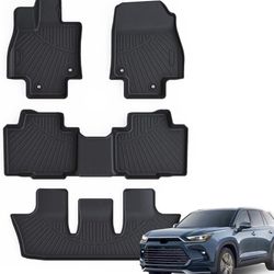 Floor Mats Custom Fit for 2024 Toyota Grand Highlander (Include Hybrid) & Lexus TX, 1st & 2nd & 3rd Row Full Set，TPE All Weather Protection Car Floor 