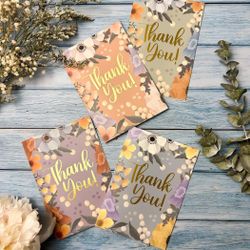 Honeyplum Floral Thank You Cards With Envelopes - Gold Foil Stamp Text - 24 Appreciation Cards for Women, 4 x 6