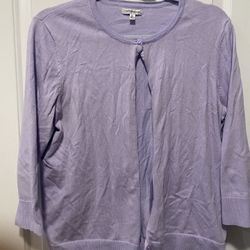 WOMENS LAVENDER BUTTON UP CARDIGAN SWEATER