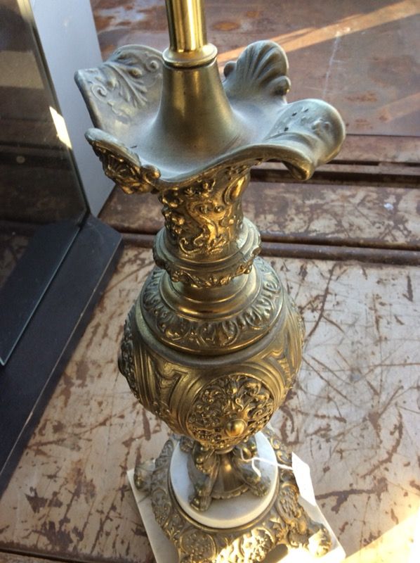 Two Vintage Marble brass lamps 
