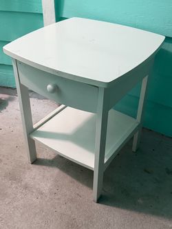 White Nightstand with Drawer and Shelf