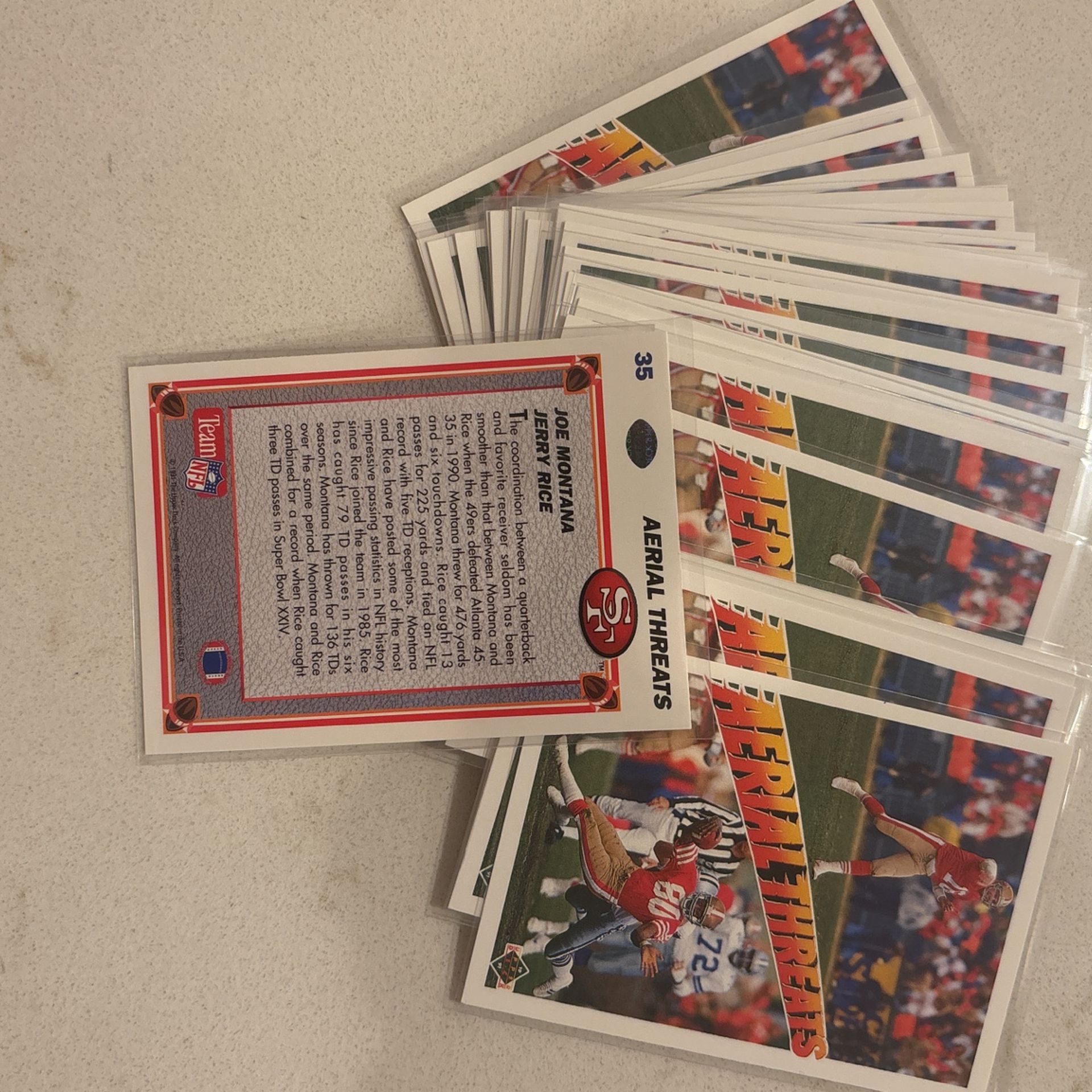1991 Upper Deck Joe Montana & Jerry Rice Aerial Threats No.35 x22