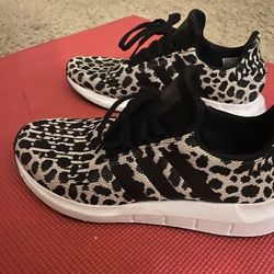 Black Cheetah Print Adidas Running Shoes 