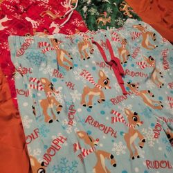 2 Plus Size 3x 22/24 Rudolph The Red Nose Reindeer Jogger Pajama Bottoms