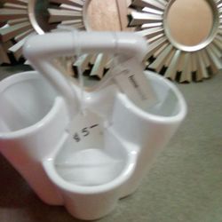 White  Ceramic Utensil Holder $6