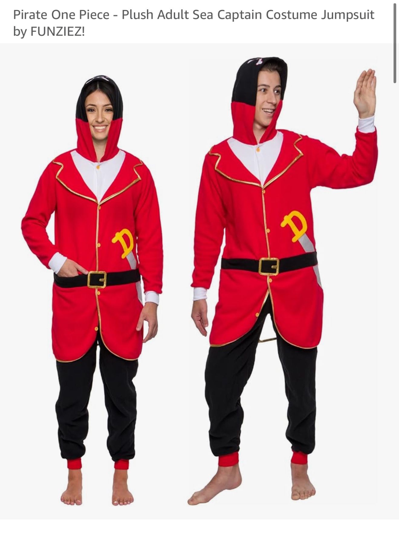 Pirate One Piece - Plush Adult Sea Captain Costume Jumpsuit by FUNZIEZ!