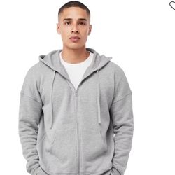 NEW - Bella + Canvas Men's Sponge Fleece Full-Zip Gray Hoodie - Medium
