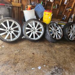 24 Inch Vellano Offset Rims And Tires 5x130 Porsche Audi