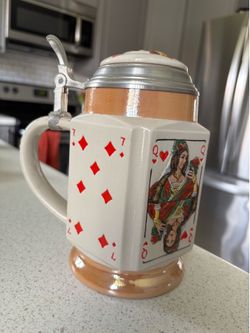 Rare Find: vintage German beer stein with playing cards