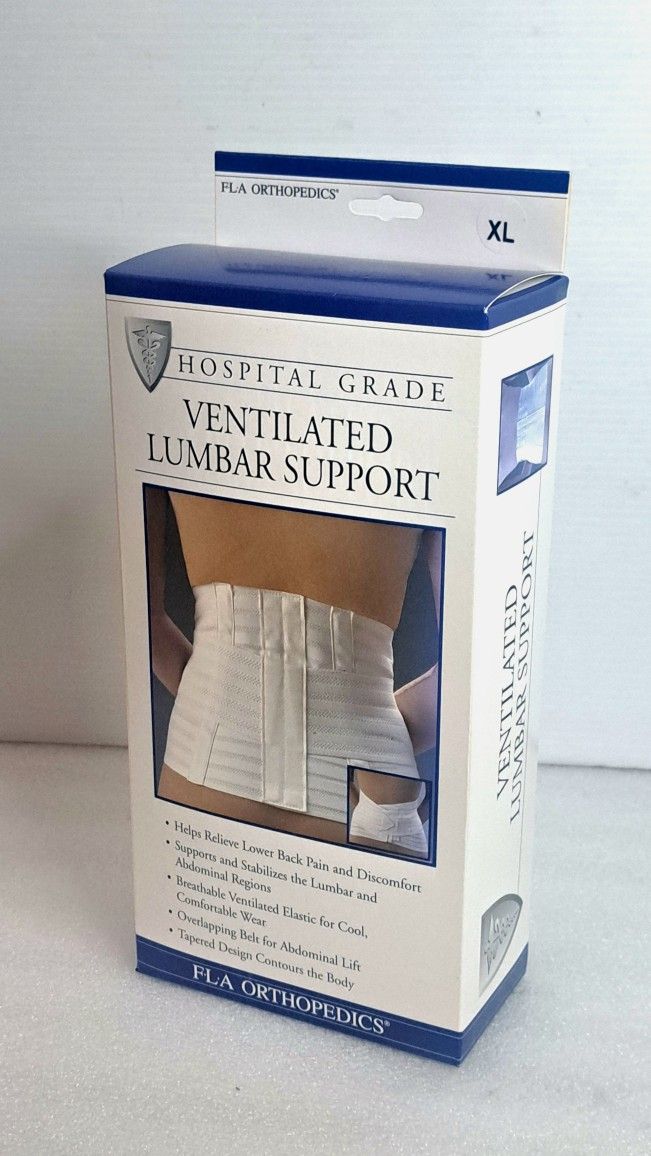 FLA Orthopedics Lumbar Sacral Back Support with Abdominal Belt White New 