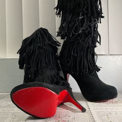 Authentic Christian Louboutins Tina Fringe Boots Size 37