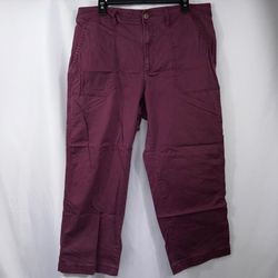Gap Girlfriend Khaki Pants Burgundy Size 16 Cropped