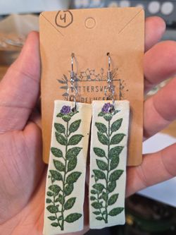 Handmade Purple Floral long stem Earrings