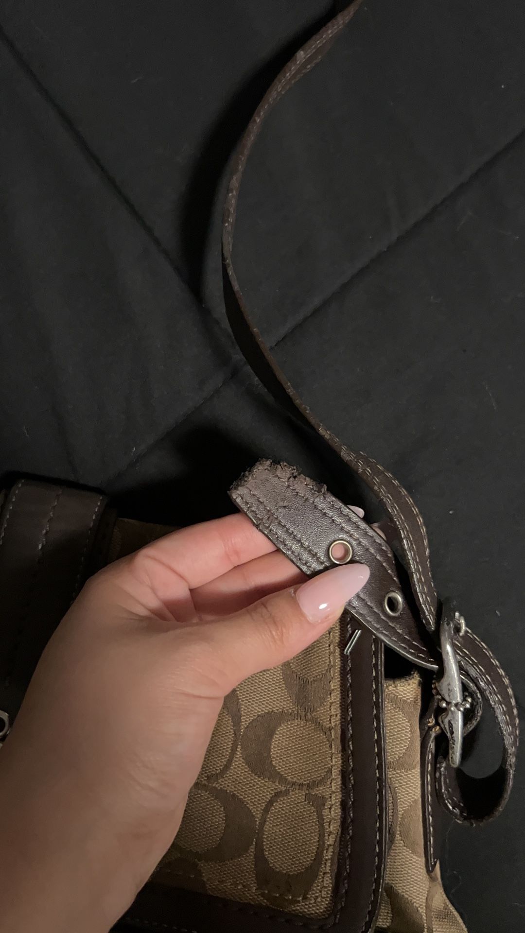 Vintage Coach Signature Brown Flap Shoulder Bag — Authentic