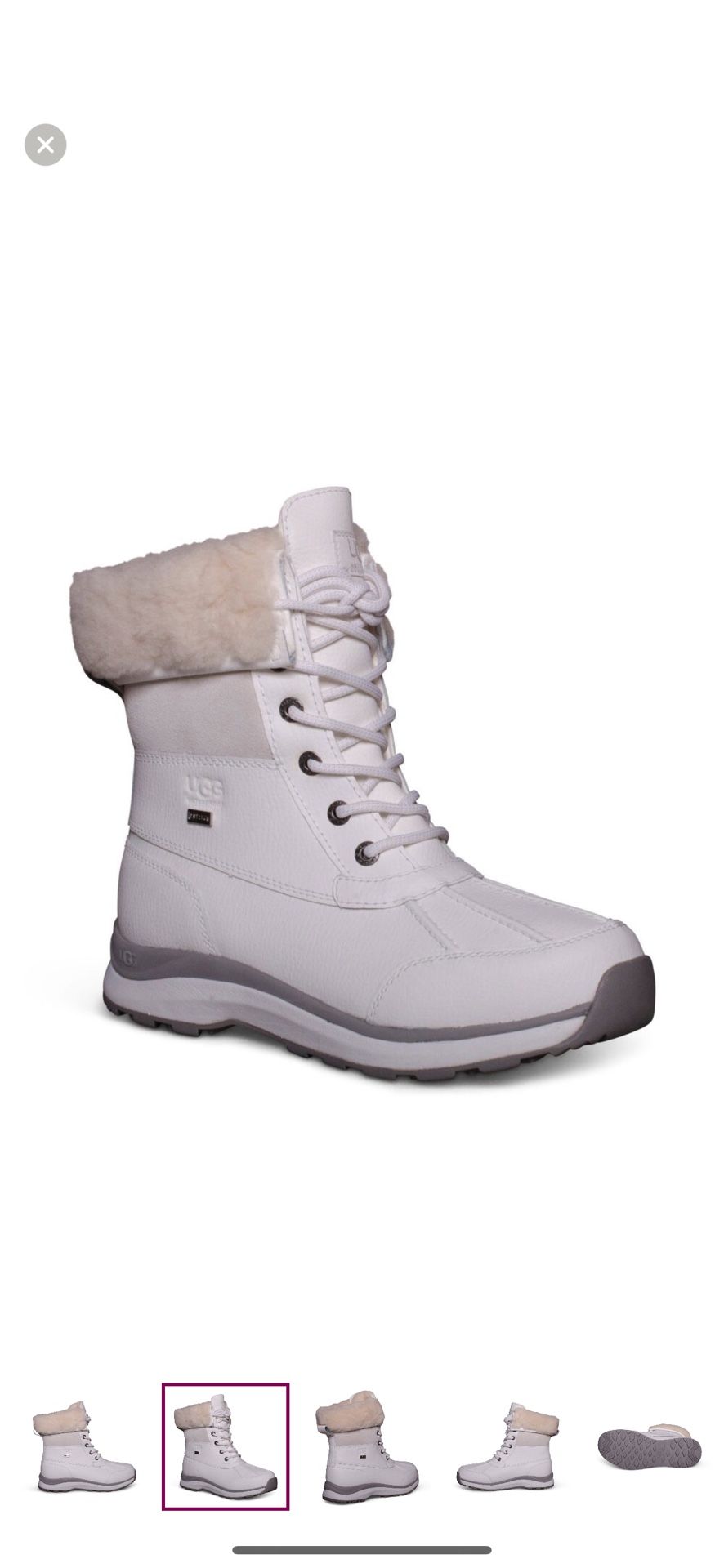 UGG Women's White Winter Boots Size 8 Adirondack Boot III Leather Waterproof