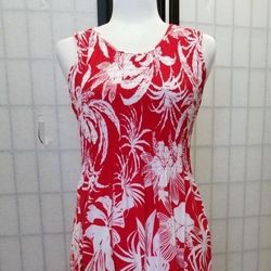 Red and White Floral Dress M