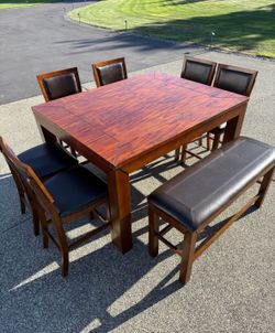 Solid wood bar height square table 8 seater