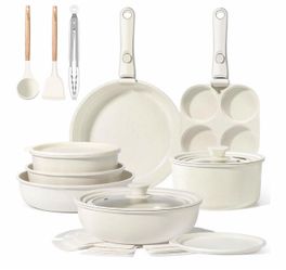 21-Piece Nonstick Ceramic Pots & Pans Set – Detachable Handles