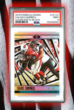 2018 Panini Illusions Calais Campbell Clear Shots Black /25 PSA 9 POP 1