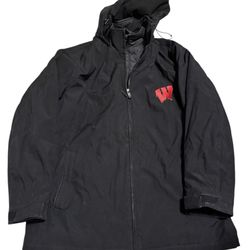 Wisconsin Badgers Weatherproof Mens Ultra Tech Jacket Fleece w Hood Black XXL