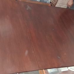 Solid Oak Table W 2 Folding Sides And 2 Drawers