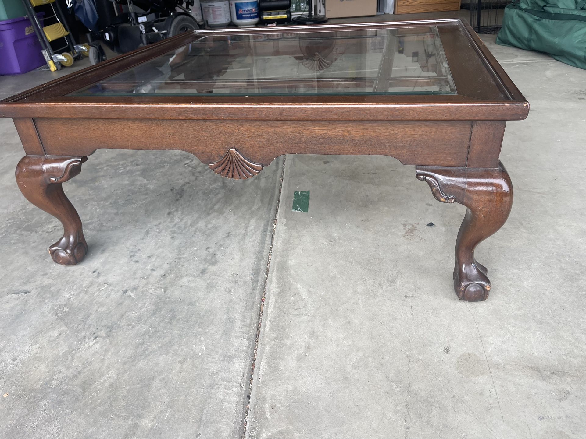 Vintage Wooden Glass Table