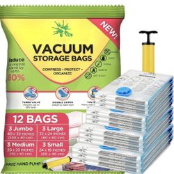 Vacuum Storage Bags for Comforters Blankets Clothes Pillows Hand