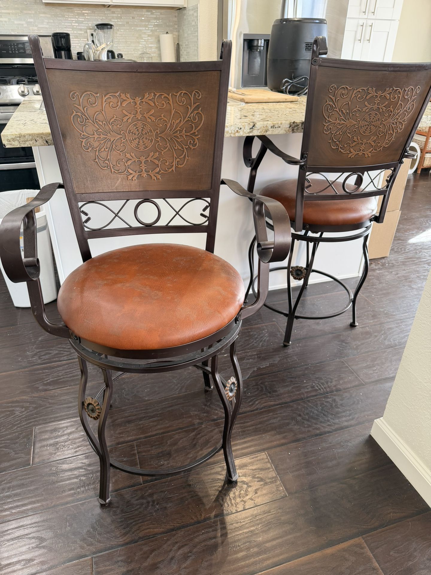 Two Counter Height Stools. Big &Tall Copper Stamped