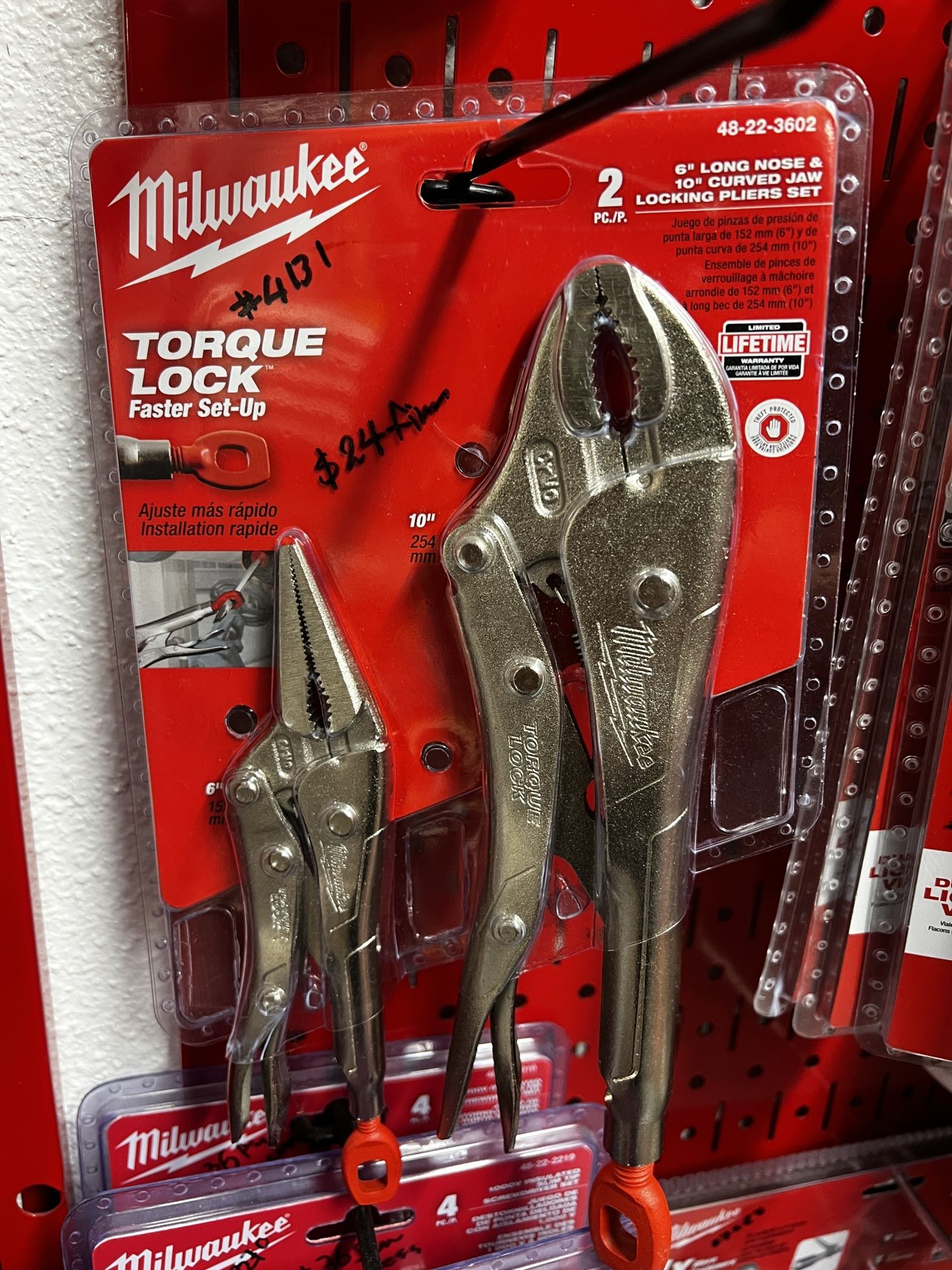 Milwaukee 2pc 6” Long Nose & 10” Curved Jaw Locking Pliers Set