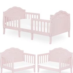 3-in-1 Toddler Bed, Dream On Me Baby Fairy 5" Crib Mattress Bundle - Whimsical Rose Bed Converts
