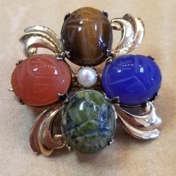 Gold Plated Pin With Scarabs
