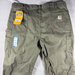 Carhartt Relaxed Twill Utility Work Tan Men's Pants 42x34 Green BN 0324-M #2479