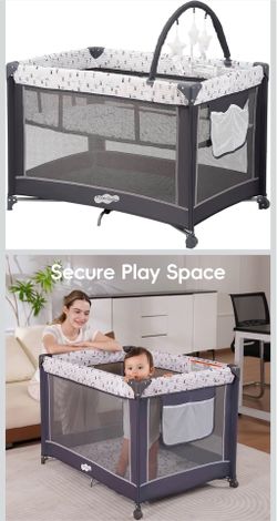 Pamo babe Pack and Play with Bassinet, Portable Playard for baby