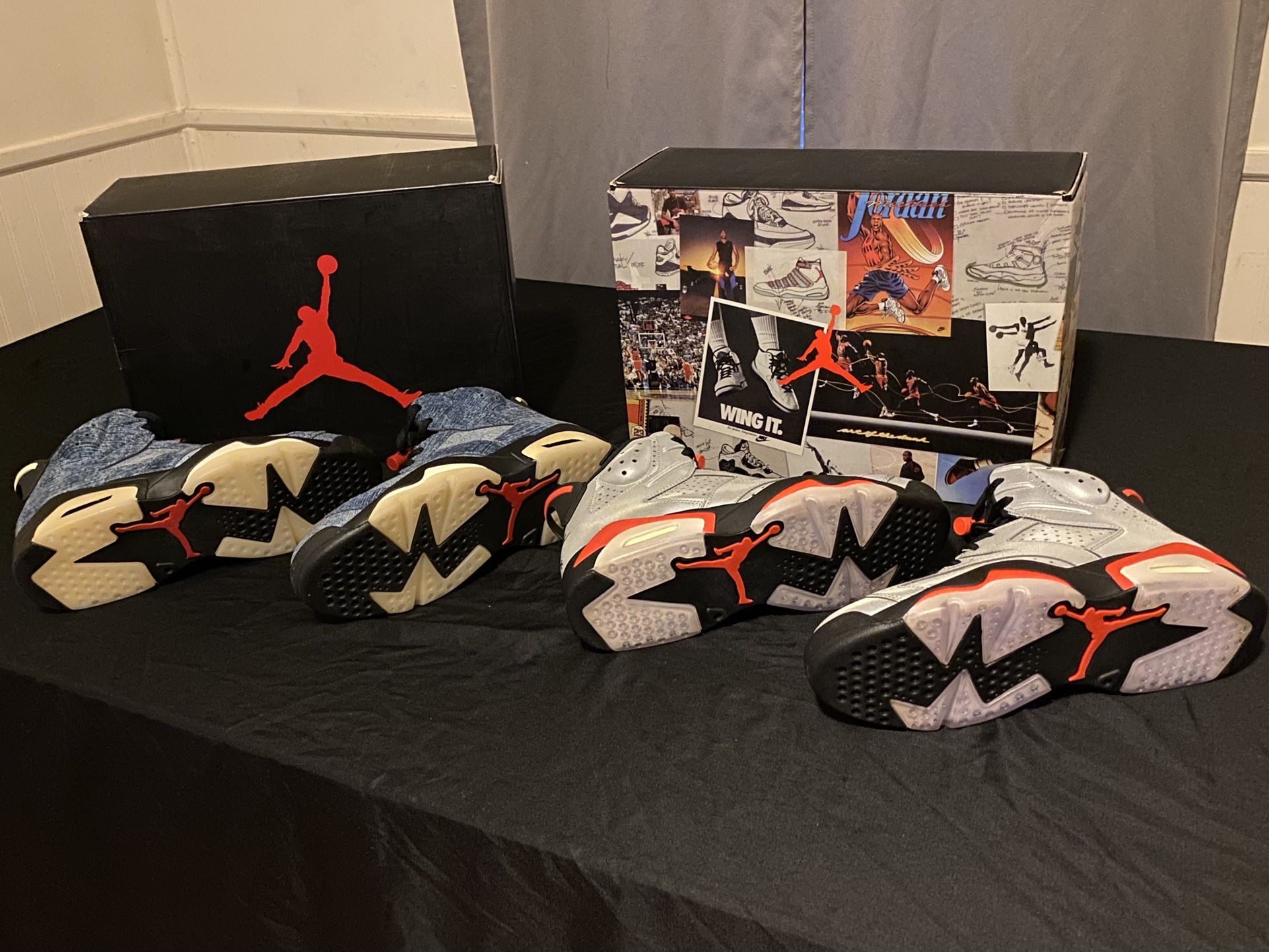 Jordan 6 Retro Pack 👟 Reflections + Washed Denim DS Size 8.5 OG Box 🔥 