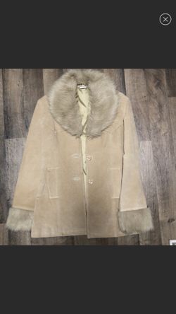 Fitted Suede Jacket With Faux Fur 