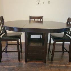 Dinning Set Expandable Table With Storage And 4 Chairs 