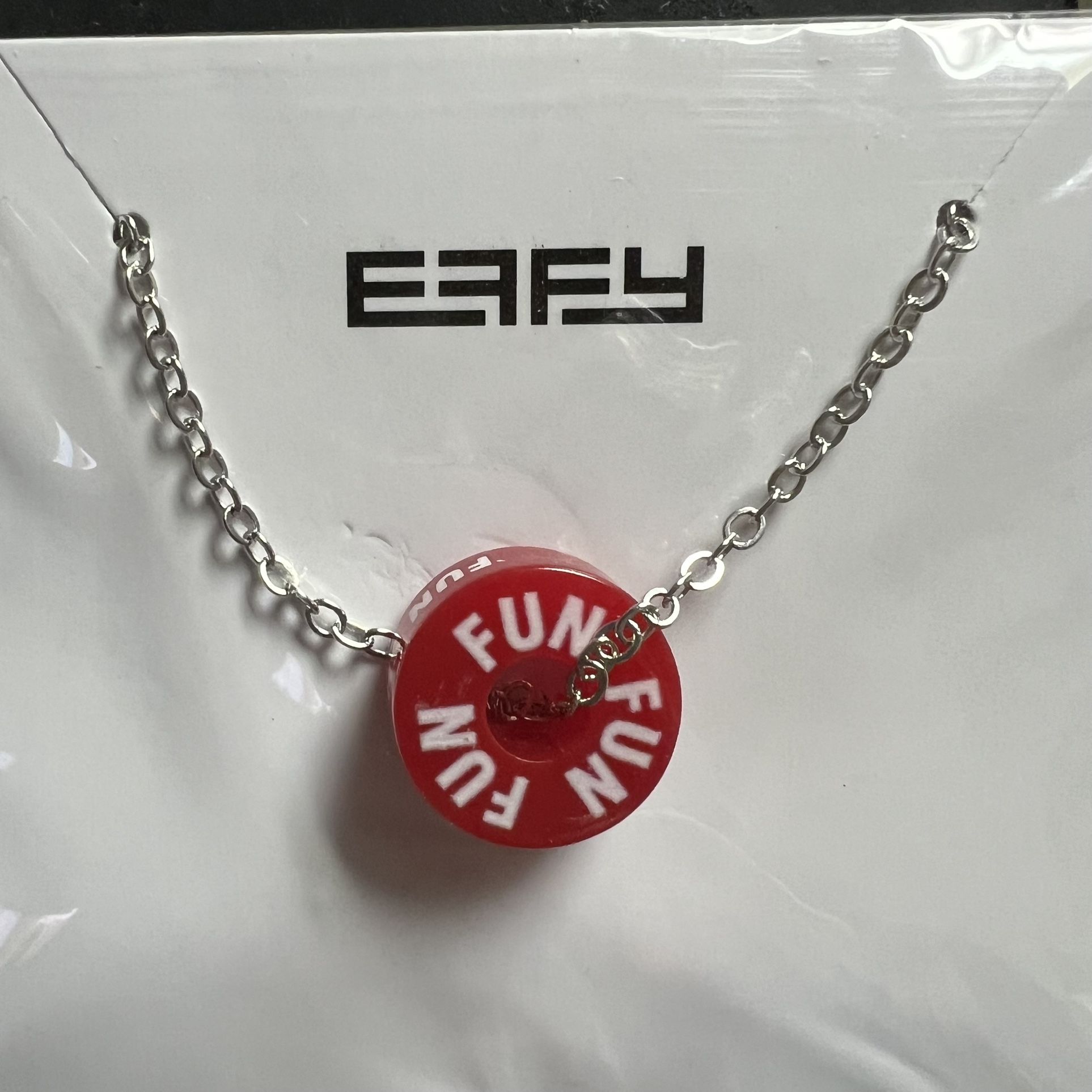 NEW EFFY Carnival Cruise RED "FUN Ship" Barrel Charm Pendant Chain Necklace