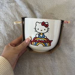 Hello Kitty Ceramic Bowl With Chopsticks