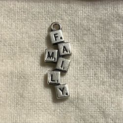 Retired James Avery Sterling Silver FAMILY Block Stack Scrabble Game Charm