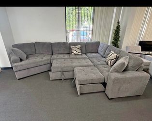 New Large Sectional Sleeper Sofa Couch Pull Out Bed 7-Seater L-Shaped