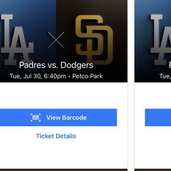 Single San Diego Padres Ticket First Row Of Upper 301 And 303 Available $80 Each Los Angeles Dodgers 6:40pm 6/30/24 Also Have A Wednesday Ticket